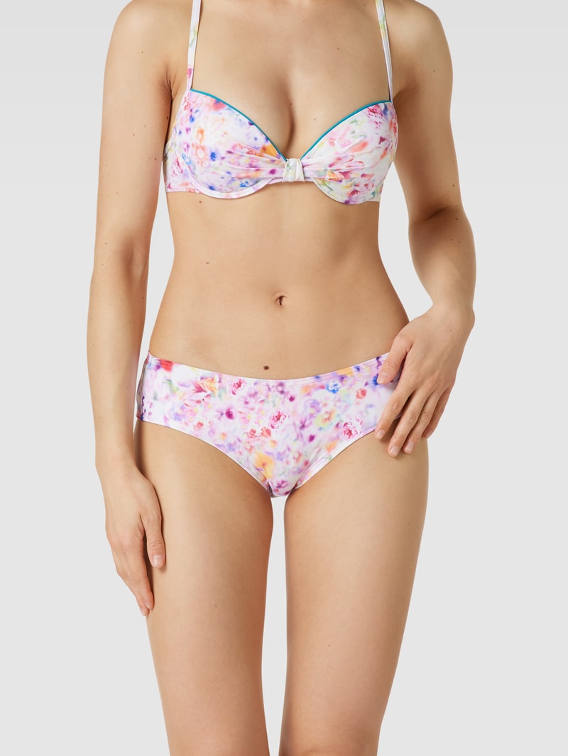 Bikini-Hose mit floralem Allover-Muster in blau
