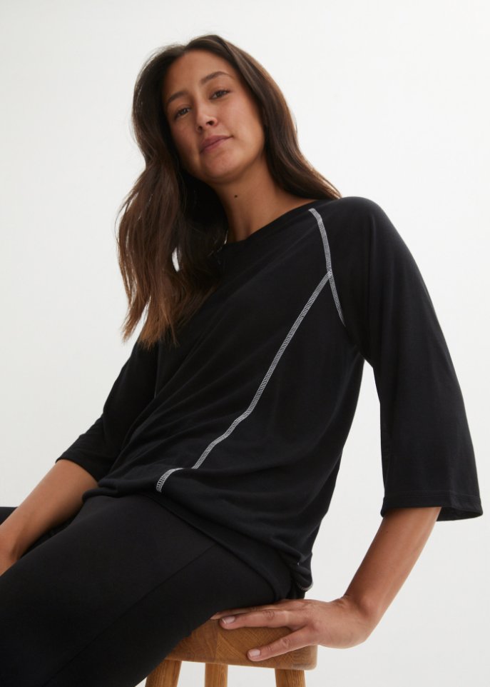 Funktions-T-Shirt mit ¾-Arm, Oversize
