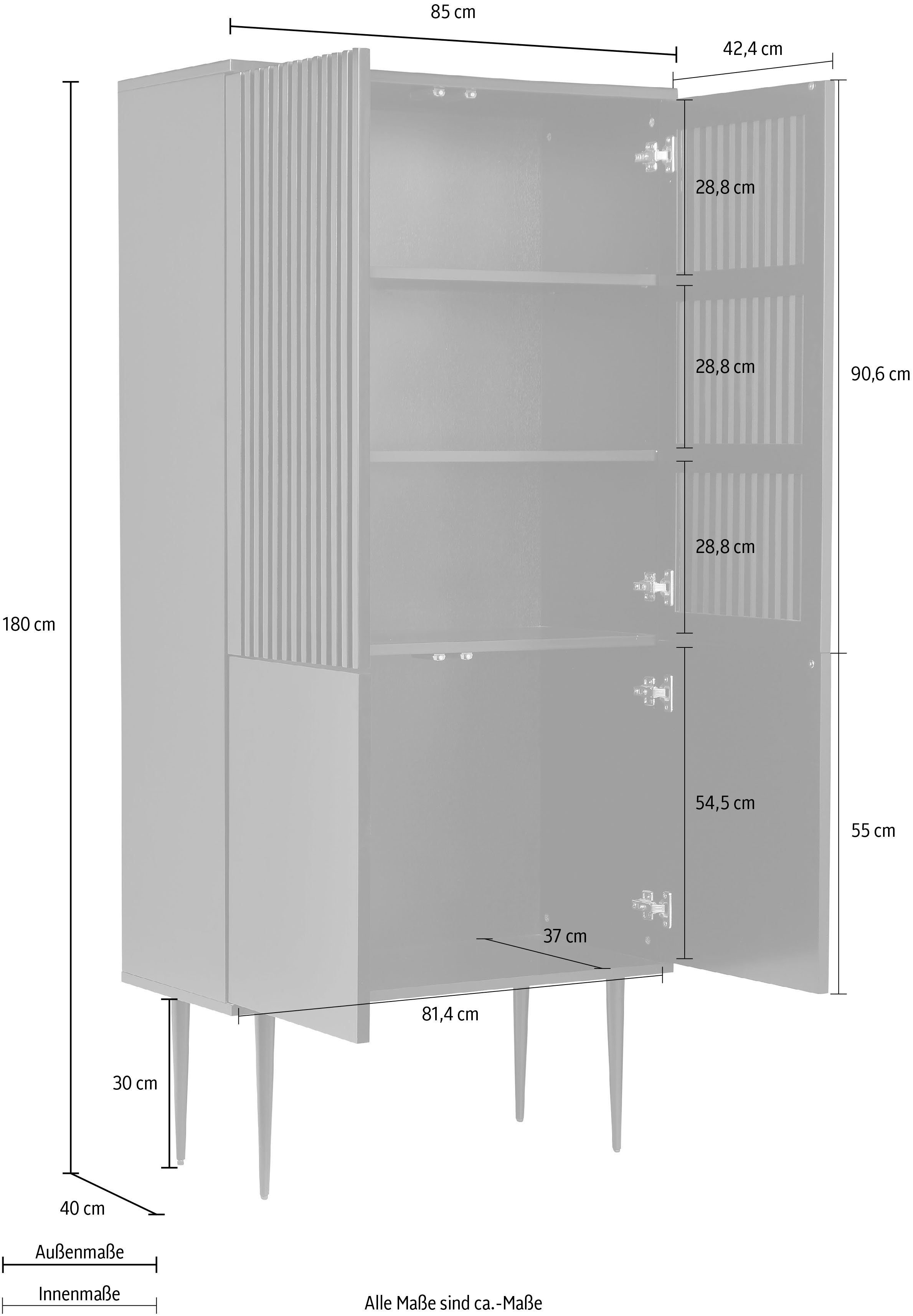 Places of Style Highboard Saltaire, In modernem Design, Ganzmetall-Scharniere