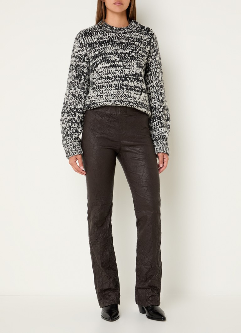 Pantaloni Pauline de la Zadig&Voltaire, talie medie, croială largă, confecționați din piele de miel flexibilă.