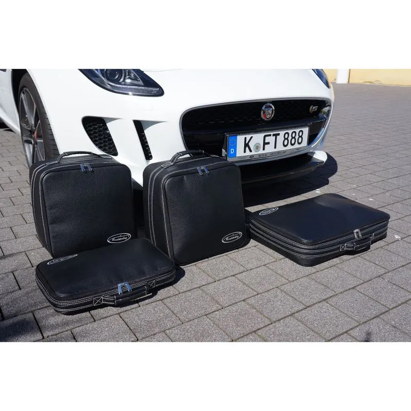 Roadsterbag Jaguar F-Type (EU) Cabrio bis 5\/2016 - 4tlg. Kofferset Kofferraum - Silbergraue Naht\/Futter Grau