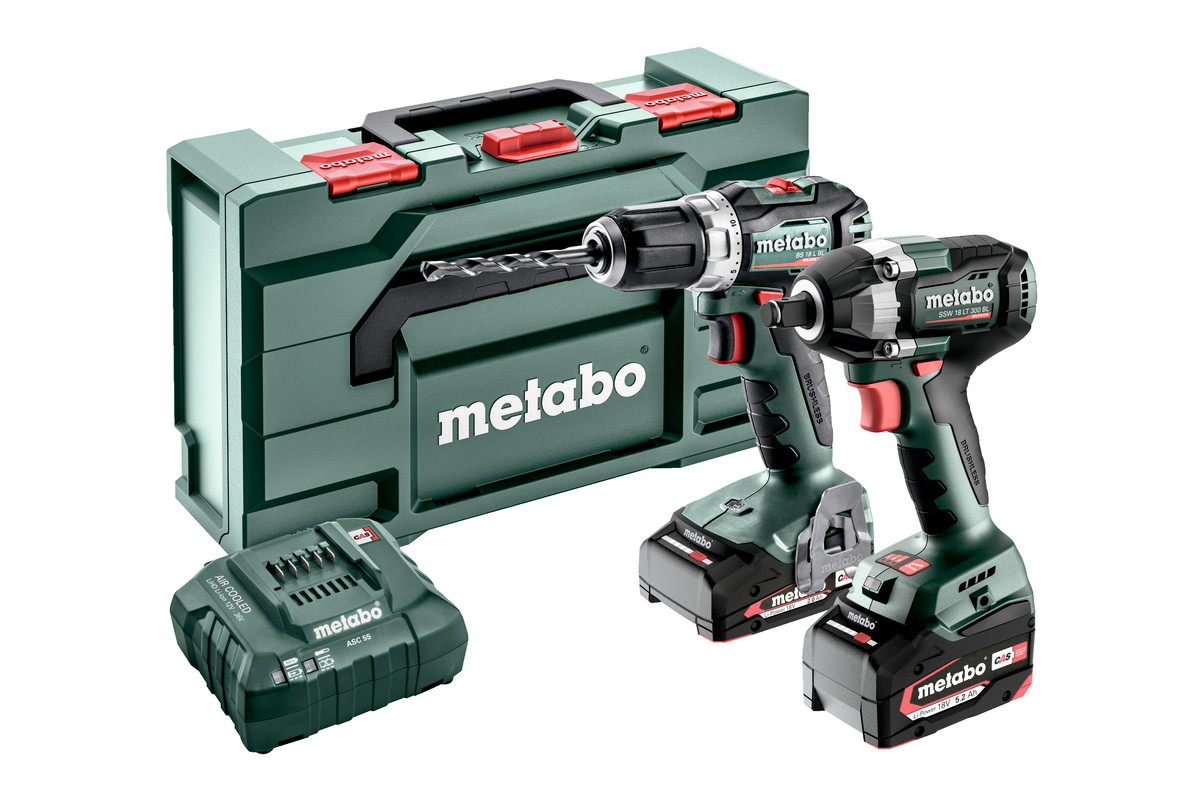 Metabo 685202000 Combo Set 2.9.2 18V 5.2Ah/2.0Ah Li-Ion - BS18 L BL accuboor + SSW18 LT 300 BL Slagmoersleutel 685202000