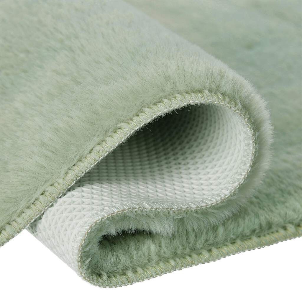 Badematte Topia Mats, Badteppich uni Carpet City, Höhe 14 mm, rutschhemmend beschichtet, strapazierfähig, Polyester, rechteckig, Hochflor, Kaninchen Haptik, Polyester, Badezimmerteppich, waschbar