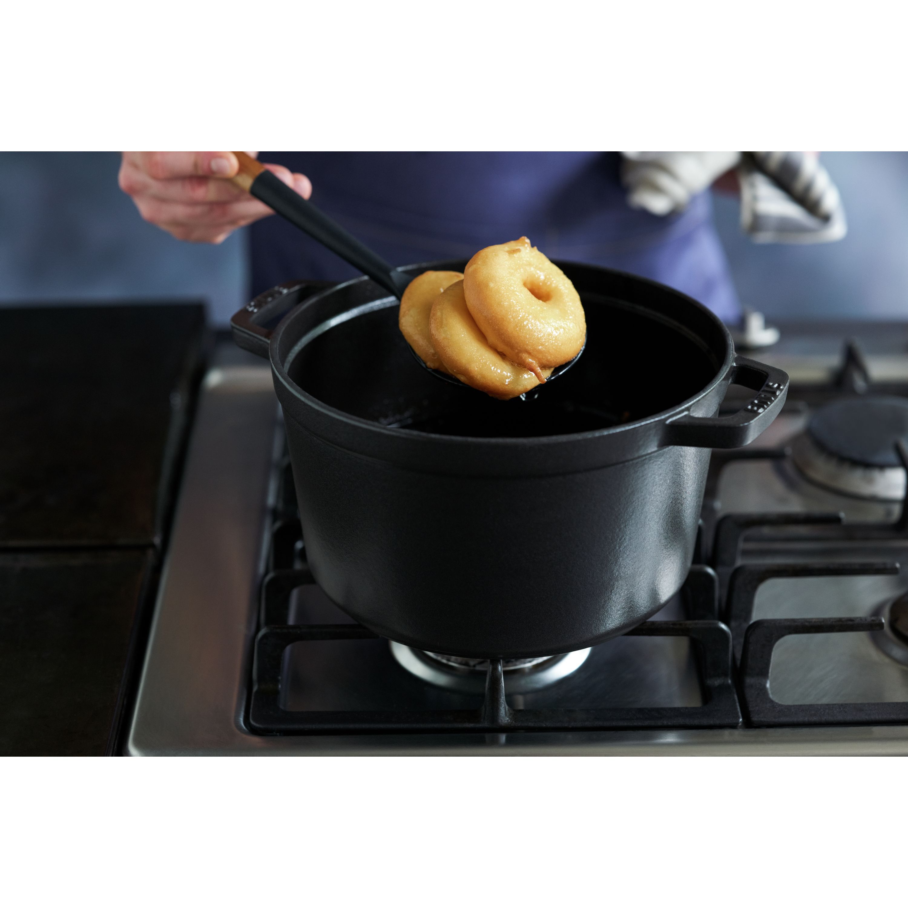 Cocotte tief 24 cm, rund, Schwarz, Gusseisen