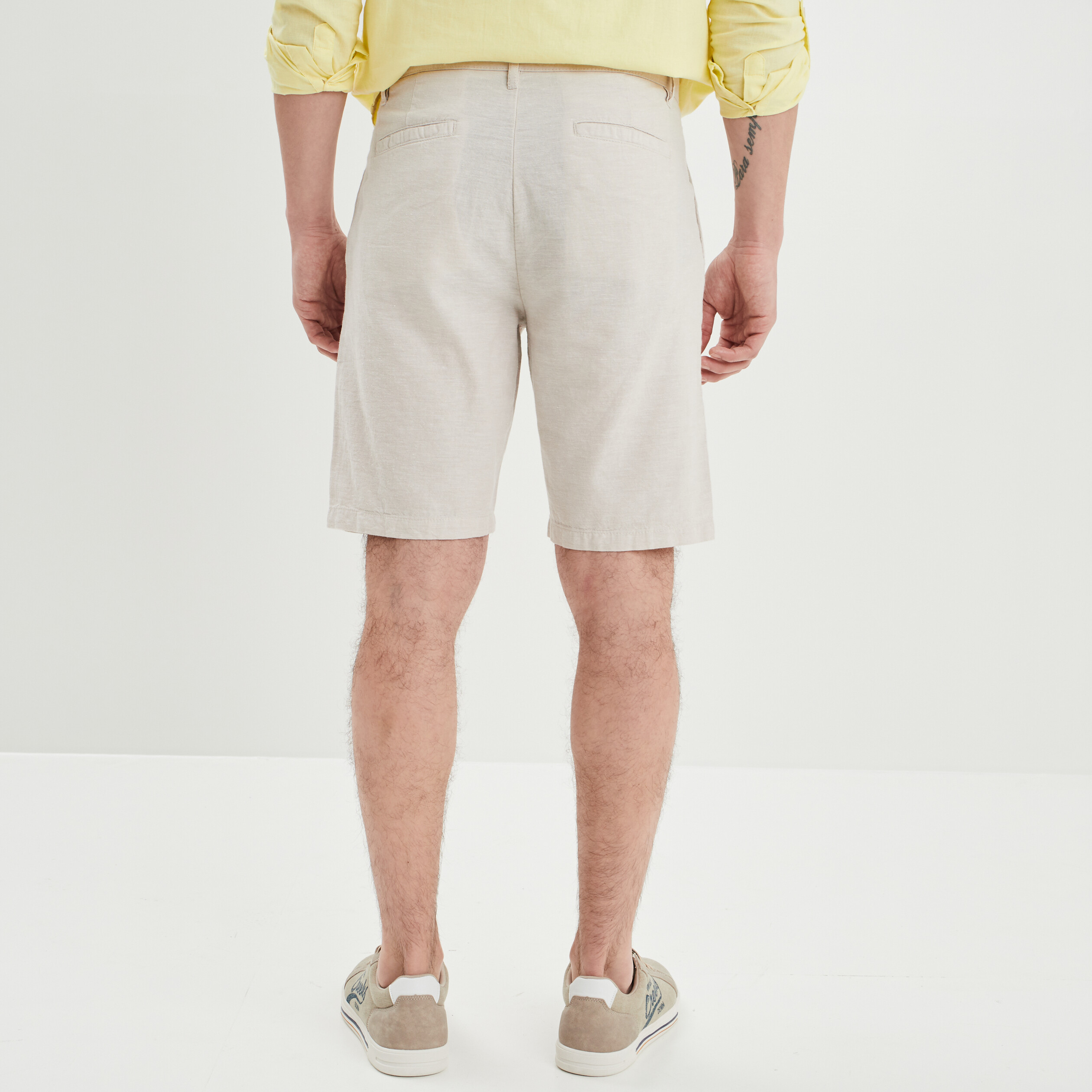 Short chino droit lin majoritaire gris clair homme | La Halle