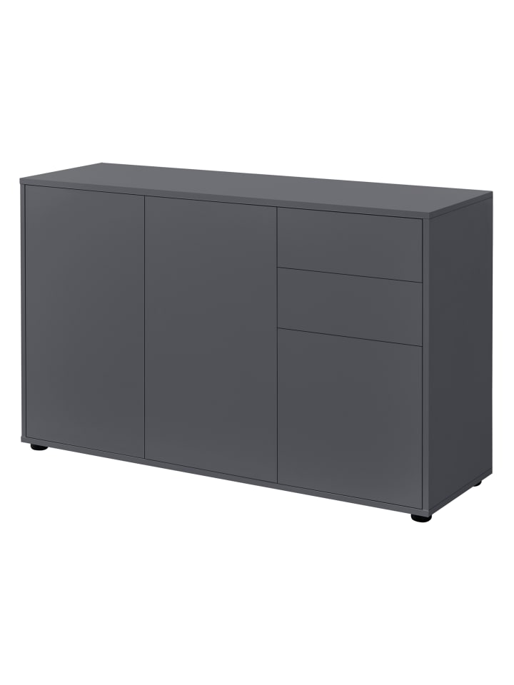en.casa Sideboard Paarl mit 3 Türen in Grau (H)74cm (B)117cm (T)36cm günstig kaufen onesize