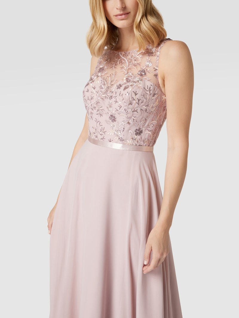 Abendkleid mit Paillettenbesatz in mauve