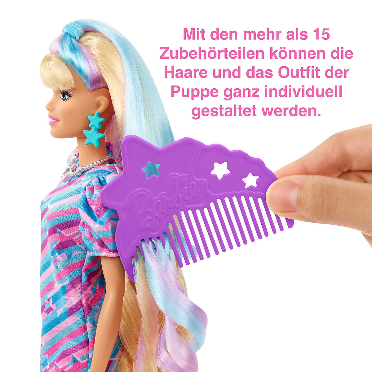 Barbie Totally Hair Puppe (blond/bunte Haare) inkl. Styling-Zubehör