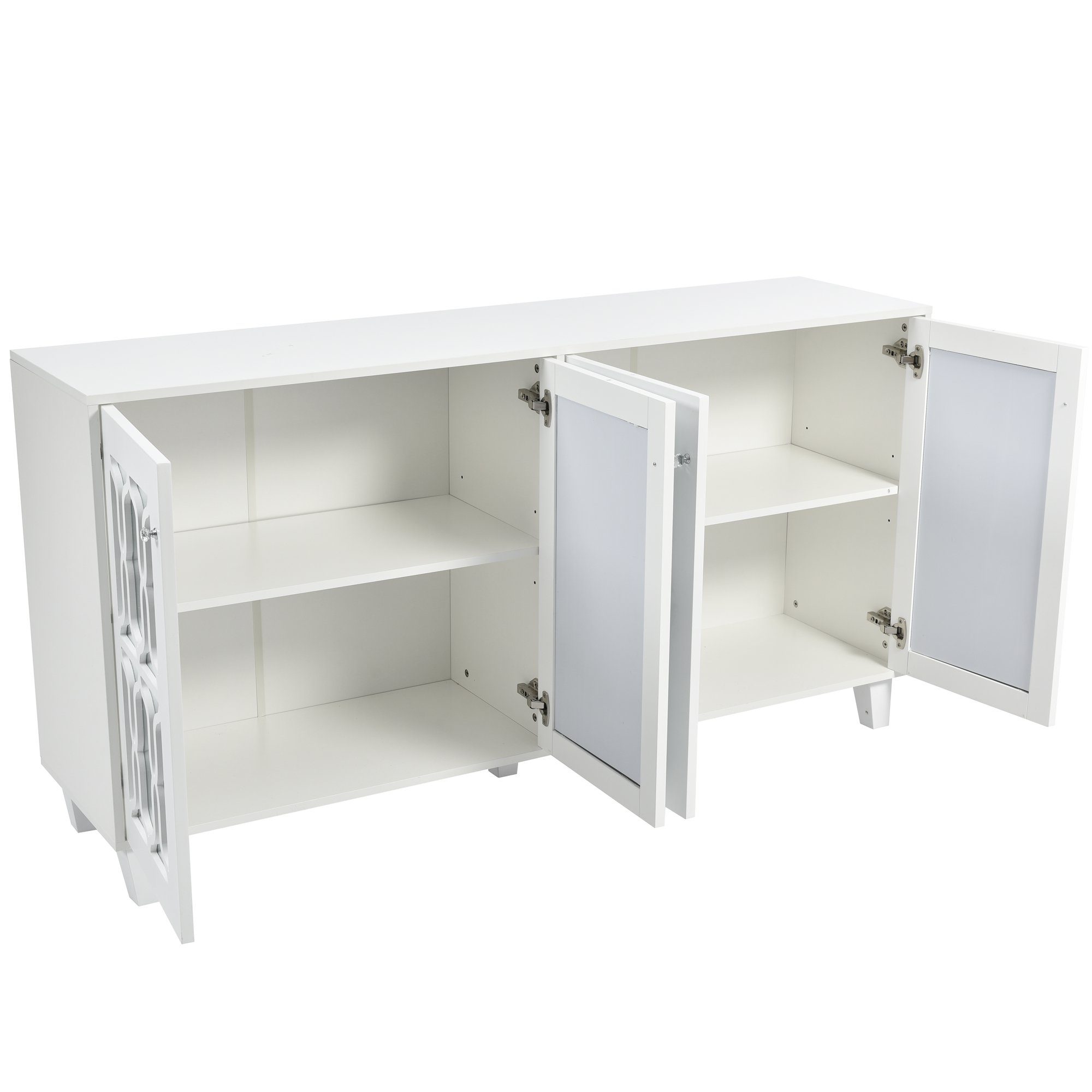 Flieks Sideboard (1 St), Schrank mit 4 Spiegeltür Anrichte Kommode Wohnzimmer Schlafzimmer