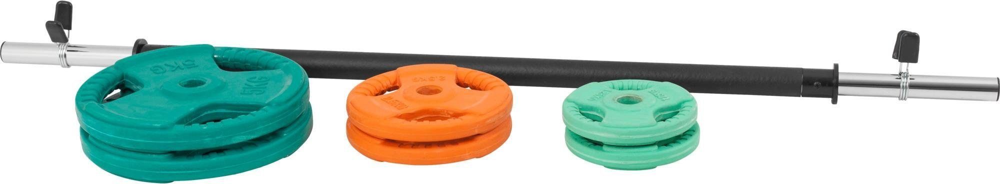 GORILLA SPORTS Hantel-Set Langhantelset Aerobic Gummi Gripper 19,3 kg