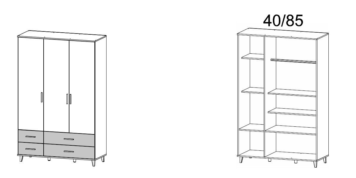 möbel-direkt.de Babyzimmer-Komplettset Aik, (Komplett Set, 7-St., Kleiderschrank, Babybett, Umbauseiten, Wickelkommode, Regale), Made in Germany, 
