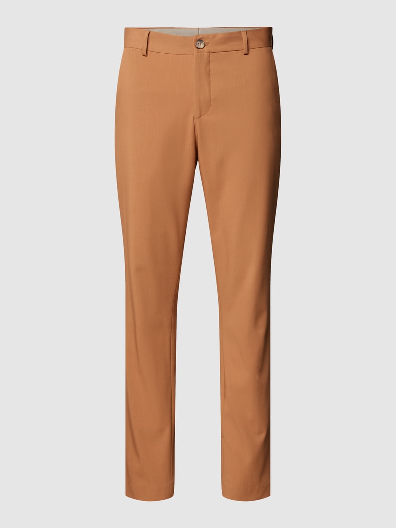 Slim Fit Anzughose in unifarbenem Design Modell 'LIAM' in terrakotta