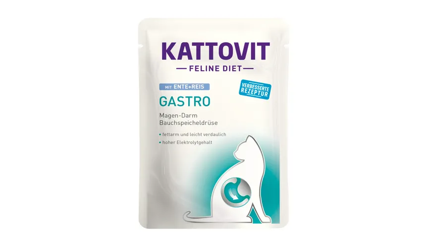 Kattovit Katzennassfutter Feline Diet Gastro Ente + Reis 85 g