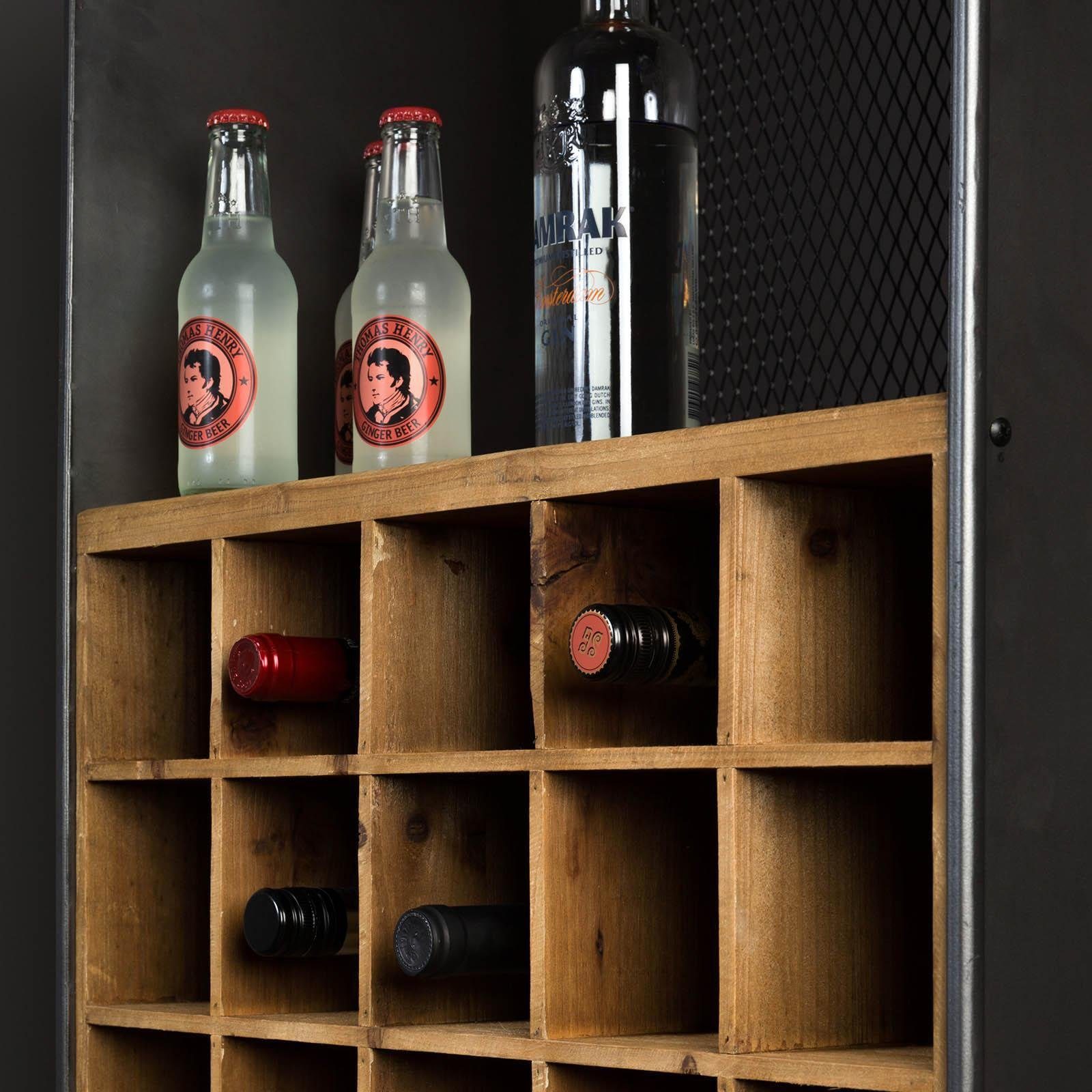 Dutchbone Vitrine DUTCHBONE Barschrank Vino (Packung, 1 Stück DUTCHBONE Barschrank) aus Eisen, Mischholz, Tannenholz, B 56 Zentimeter, H 170 Zentimeter, T 38 Zentimeter