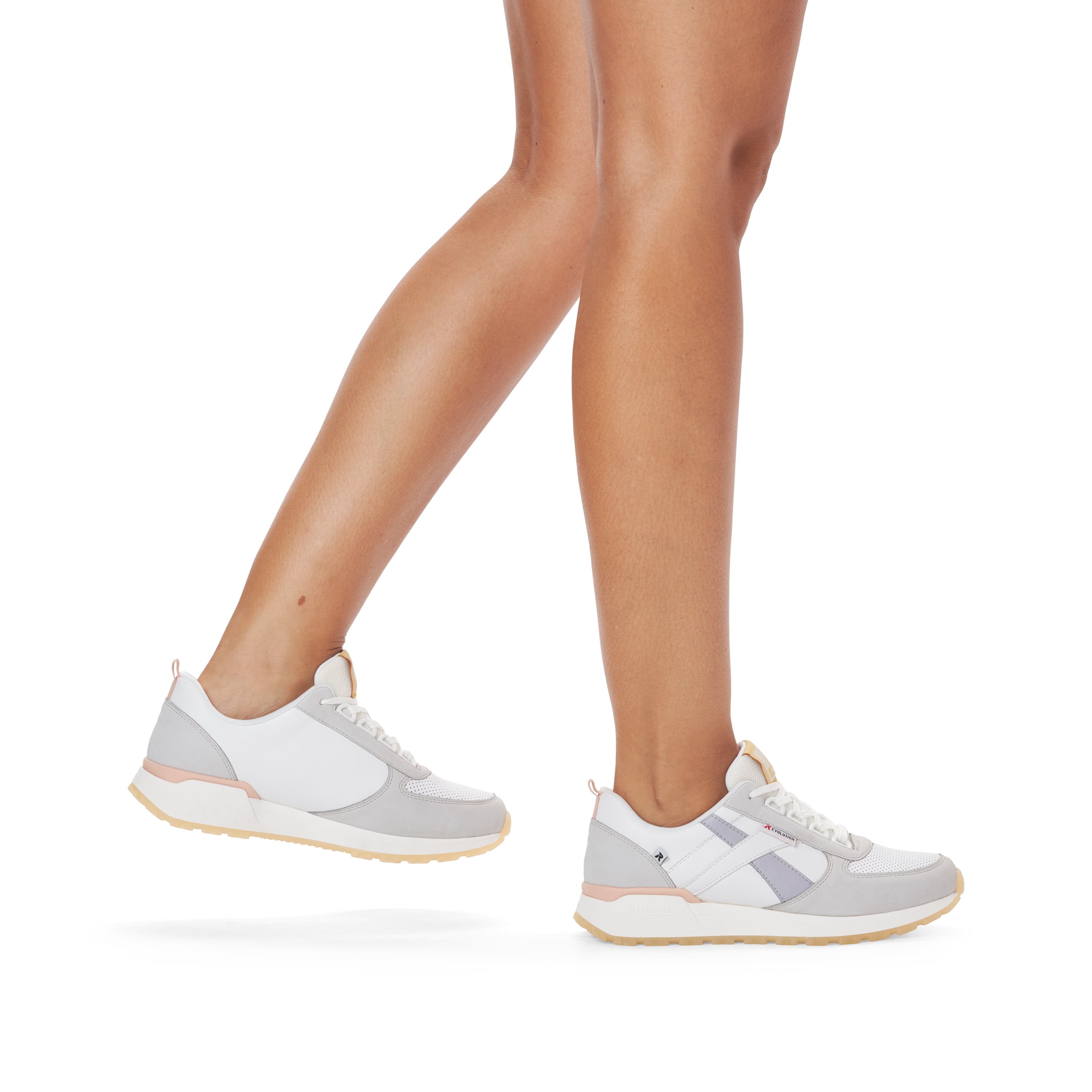 Rieker Damen Sneaker Low swan-white clay-beige pastell