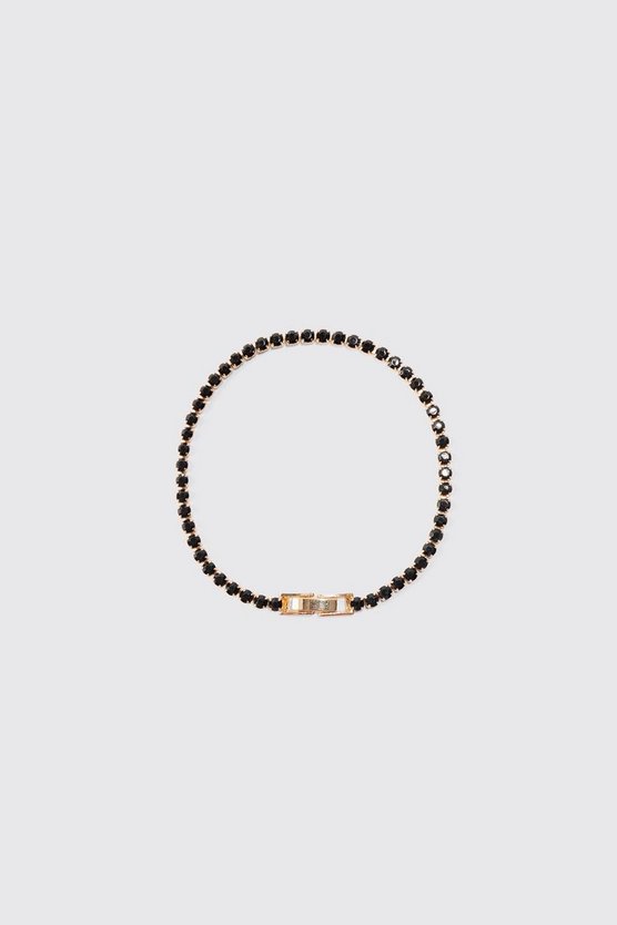 Armband mit Strass und Kontrast-Steinen in Schwarz