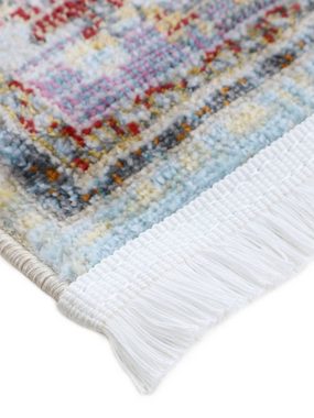 Teppich Esha, carpetfine, rechteckig, Höhe: 8 mm, Vintage Look, schöne Farben, mit Fransen, Wohnzimmer