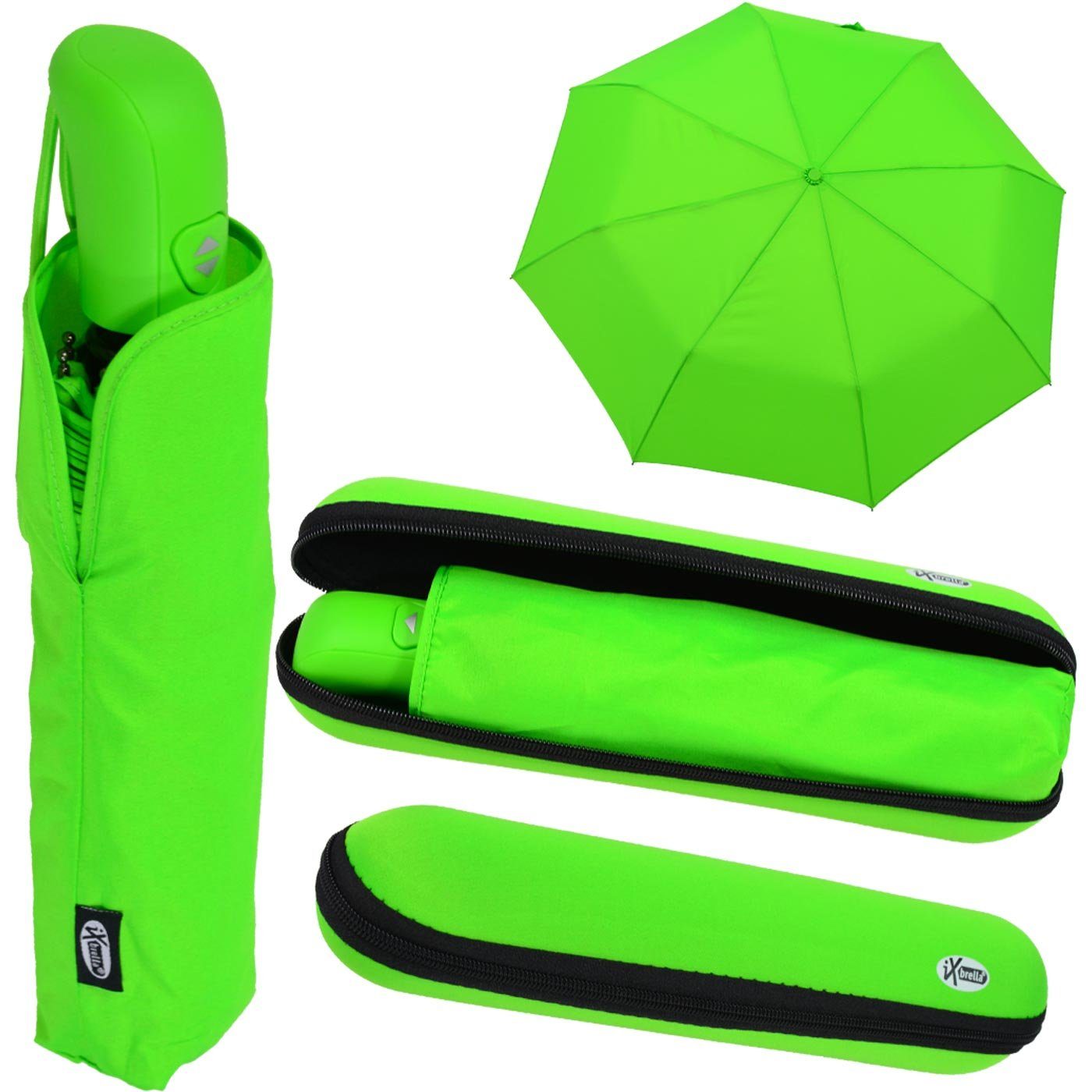 iX-brella Taschenregenschirm First Class Automatikchirm mit Etui - sturmfest, windfest