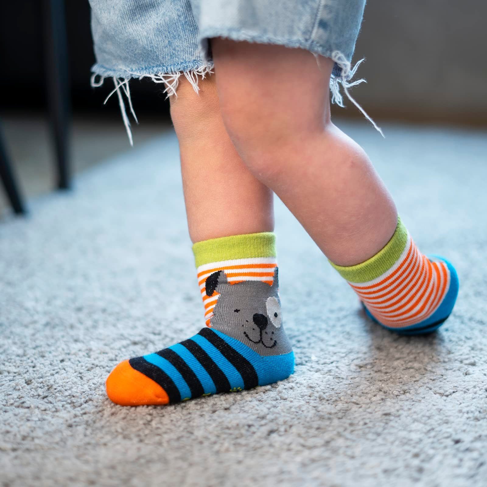 Soxo ABS-Socken Stoppersocken Kinder (Packung, 3-Paar, Set) Baby Geschenk Junge Bunte Antirutschsocken 2 Größen