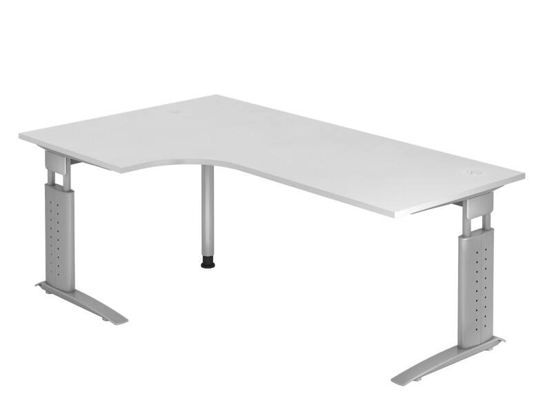Hammerbacher Schreibtisch US82 Silber, Weiß 2.000 x 800 x 680 x 680 - 860 mm