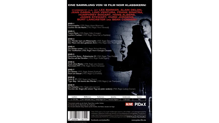 Die dunkle Seite des Kinos - Unvergessliche Klassiker des Film Noir / Eine Sammlung von 18 Film Noir Klassikern  [9 DVDs]