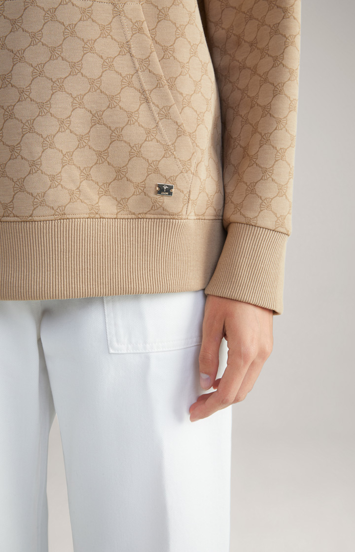 Hoodie in Beige gemustert
