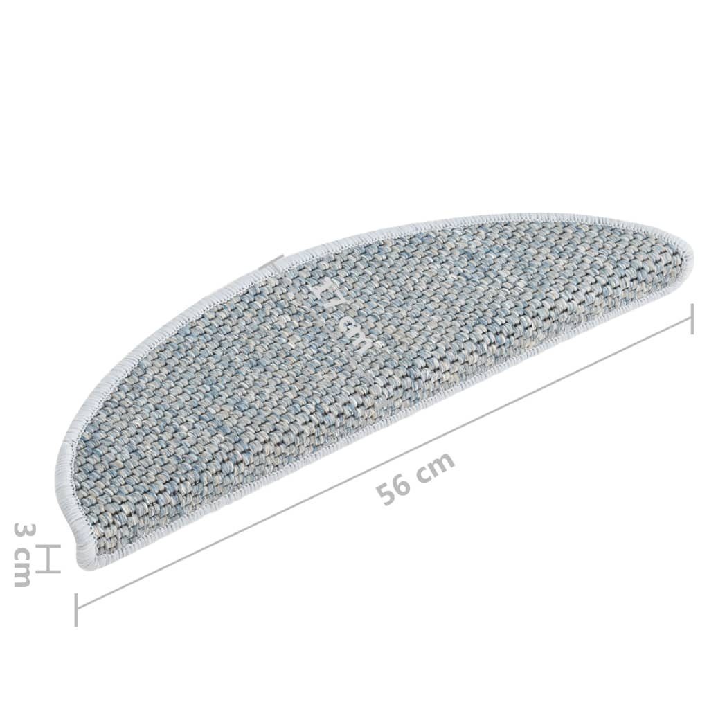 Stufenmatte Treppenmatten Selbstklebend Sisal-Optik 15 Stk. 56x17x3cm Blau, vidaXL, Rechteckig, Höhe: 0.53 mm