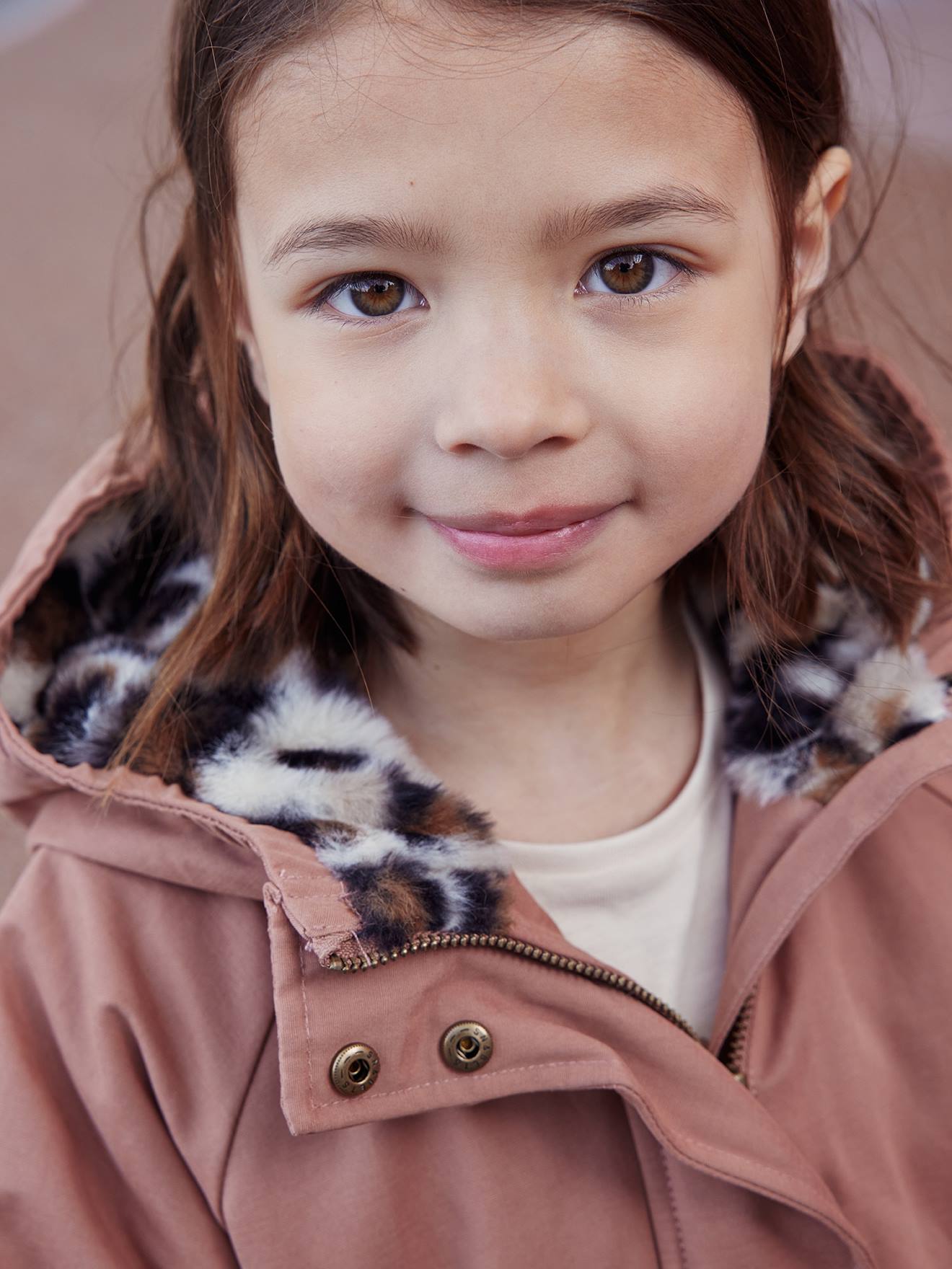 Vertbaudet Mädchen Winterjacke mit Kapuze, Wattierung Recycling-Polyester - altrosa