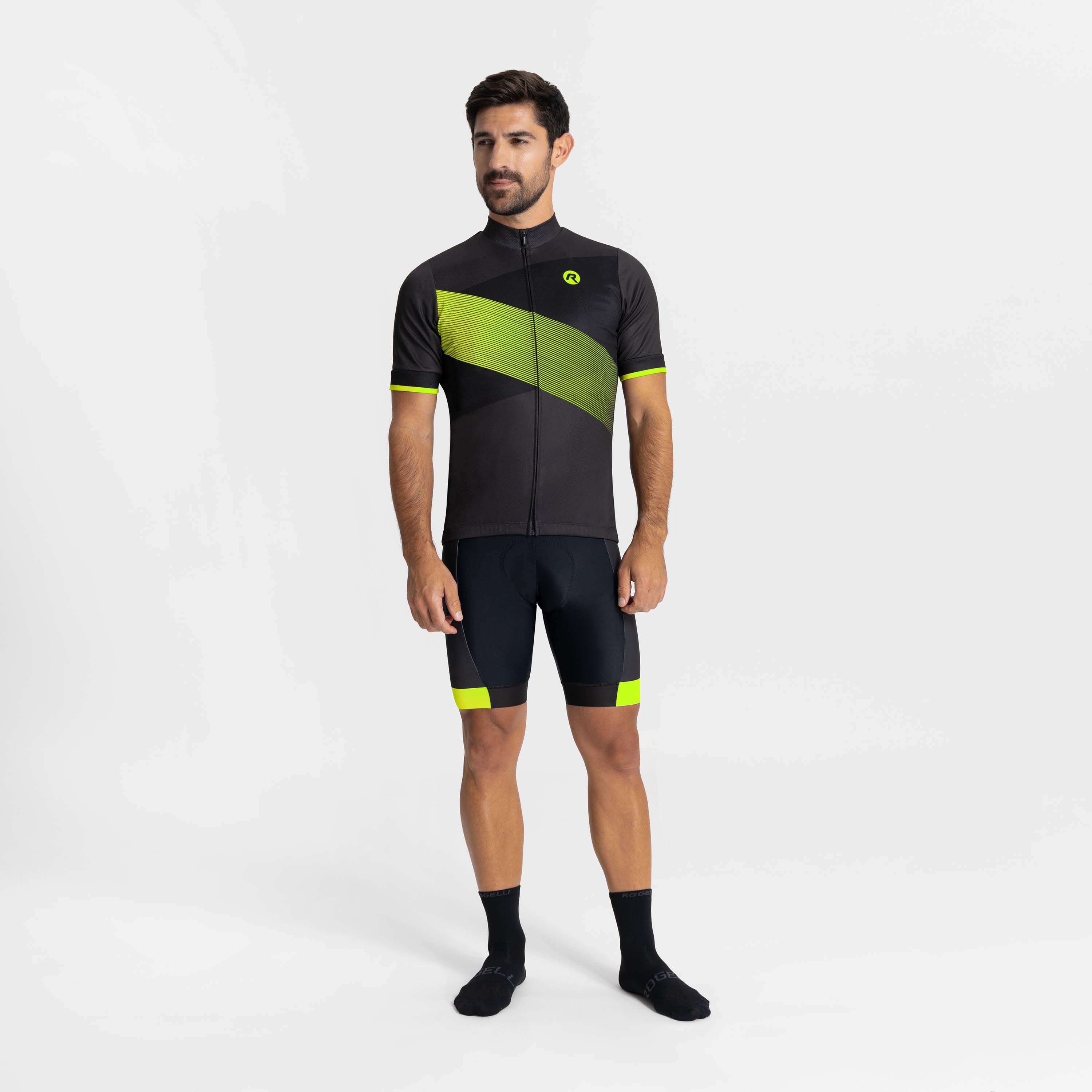 Rogelli Groove Grau/Gelb Herren Radtrikot Kurzarm