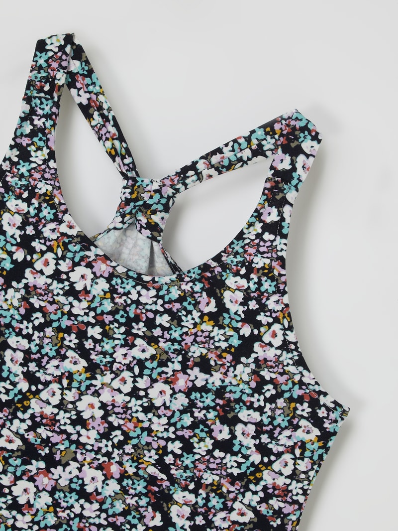 Kleid mit Millefleurs in flieder