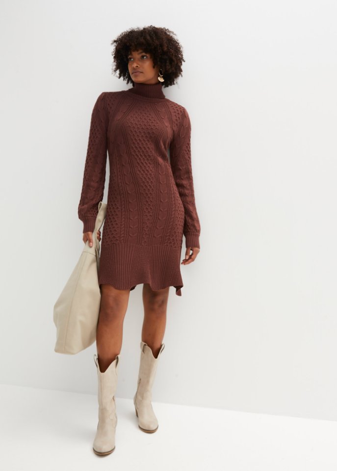 Strickkleid mit Ballonärmeln