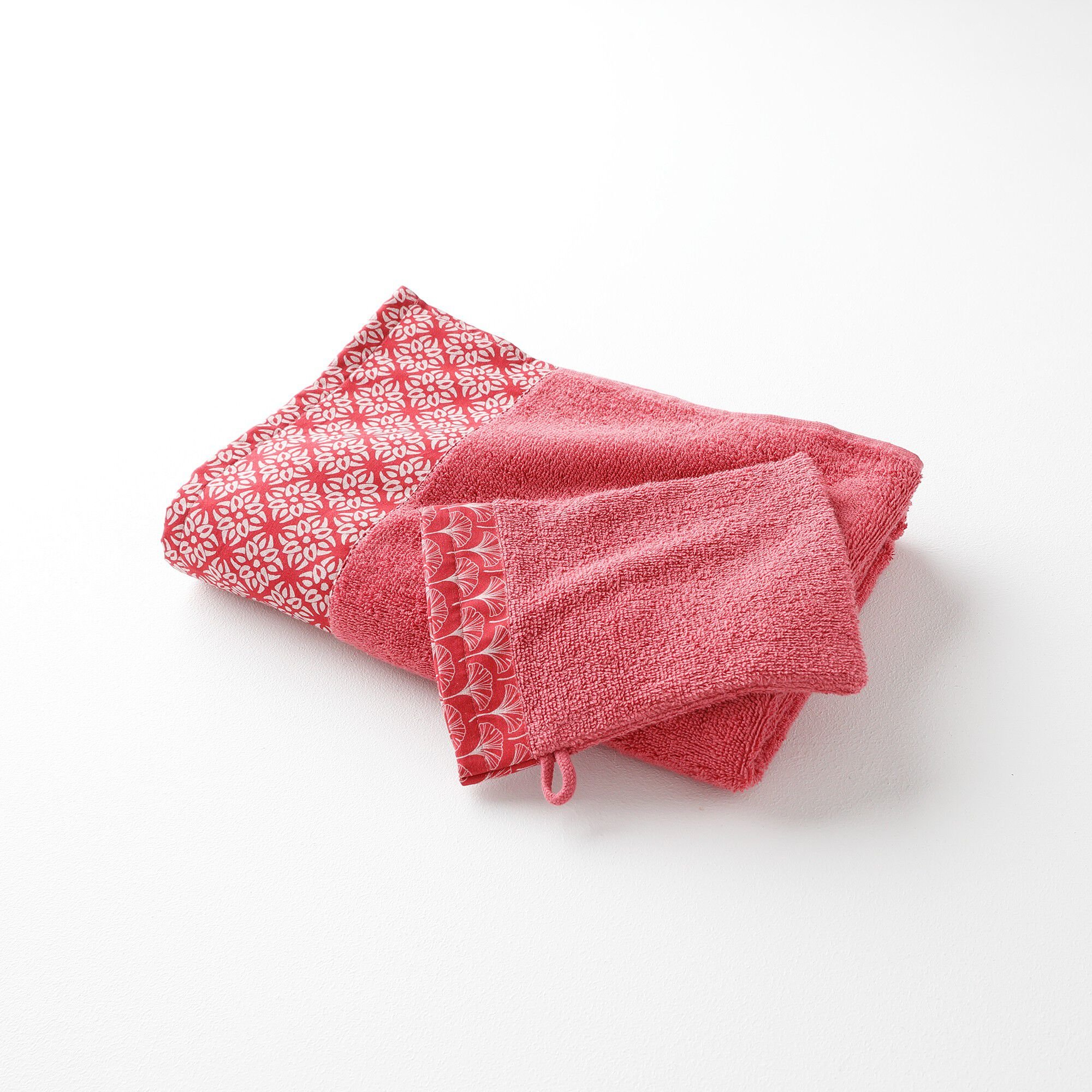 Éponge bouclette 420 g/m² liteau imprimé rosace