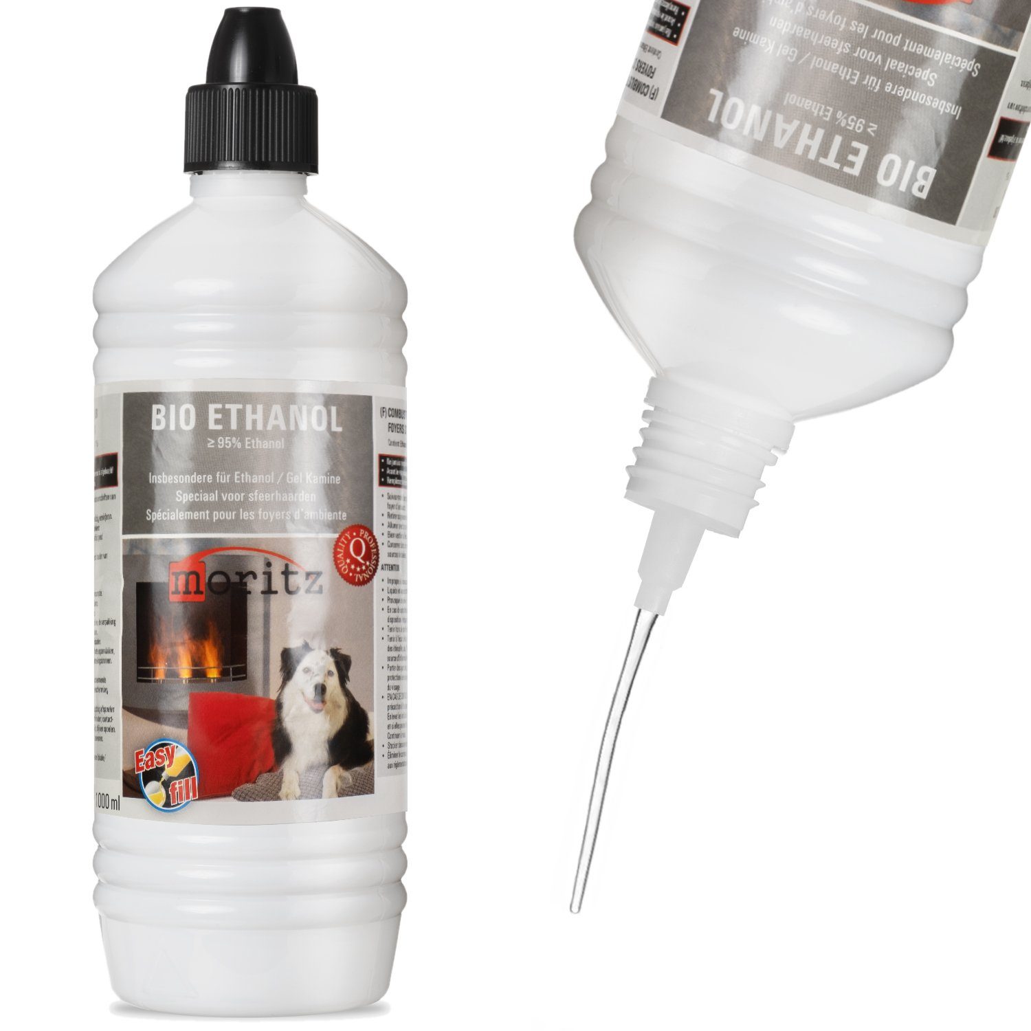 Moritz Bioethanol 12L Bio Ethanol >95% für Ethanolkamine Tischfeuer, Premium Alkohol für Ethanolkamine Gelkamine Standakamine Tischkamine