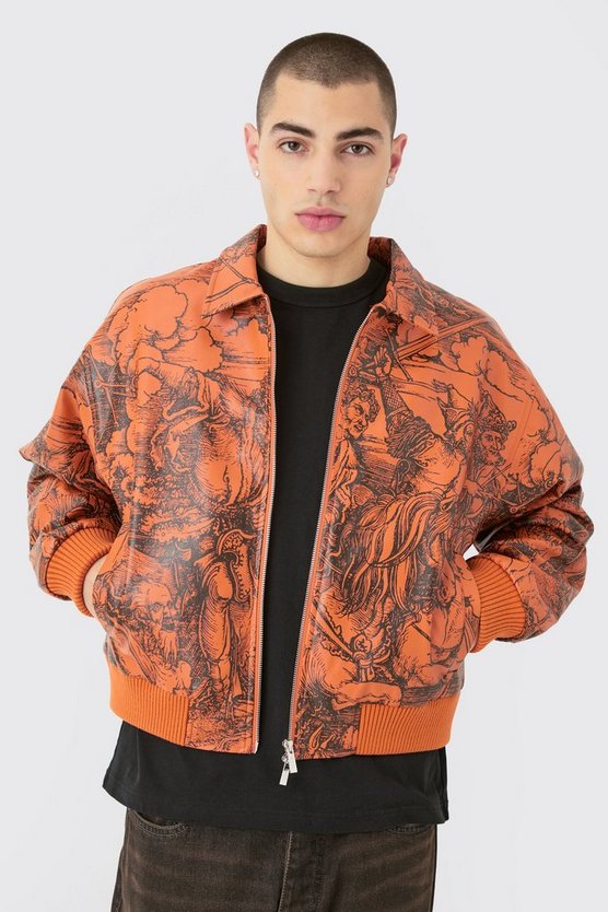 Kastige Bomberjacke mit PU-Kragen