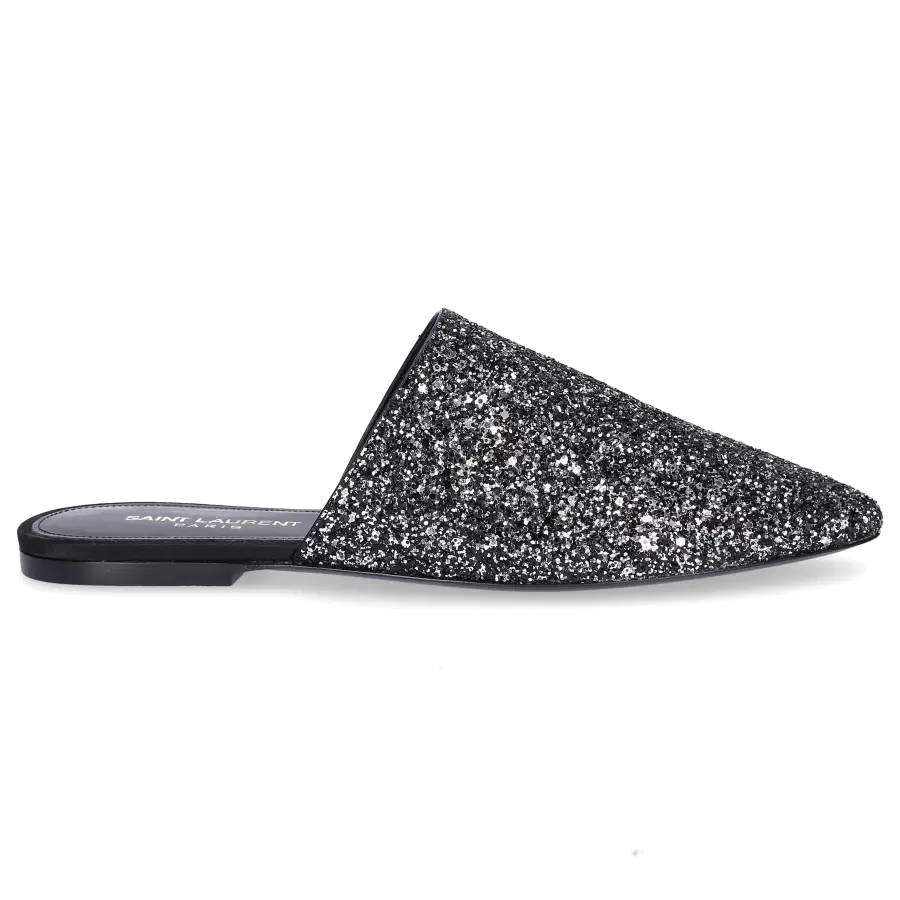 Saint Laurent - Slipper BLISS Glitter Glitzer grau - grau