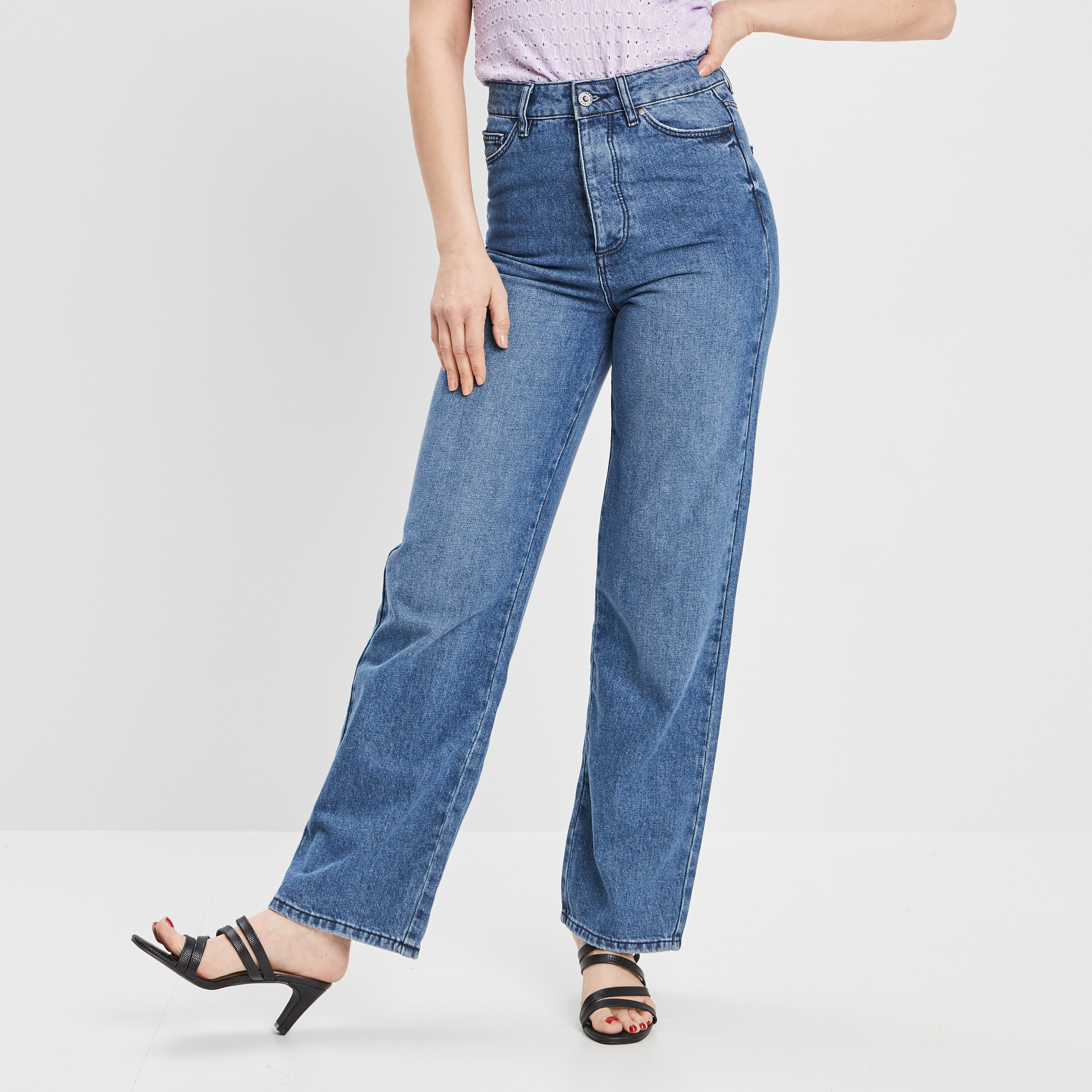 Jeans large denim stone femme | La Halle