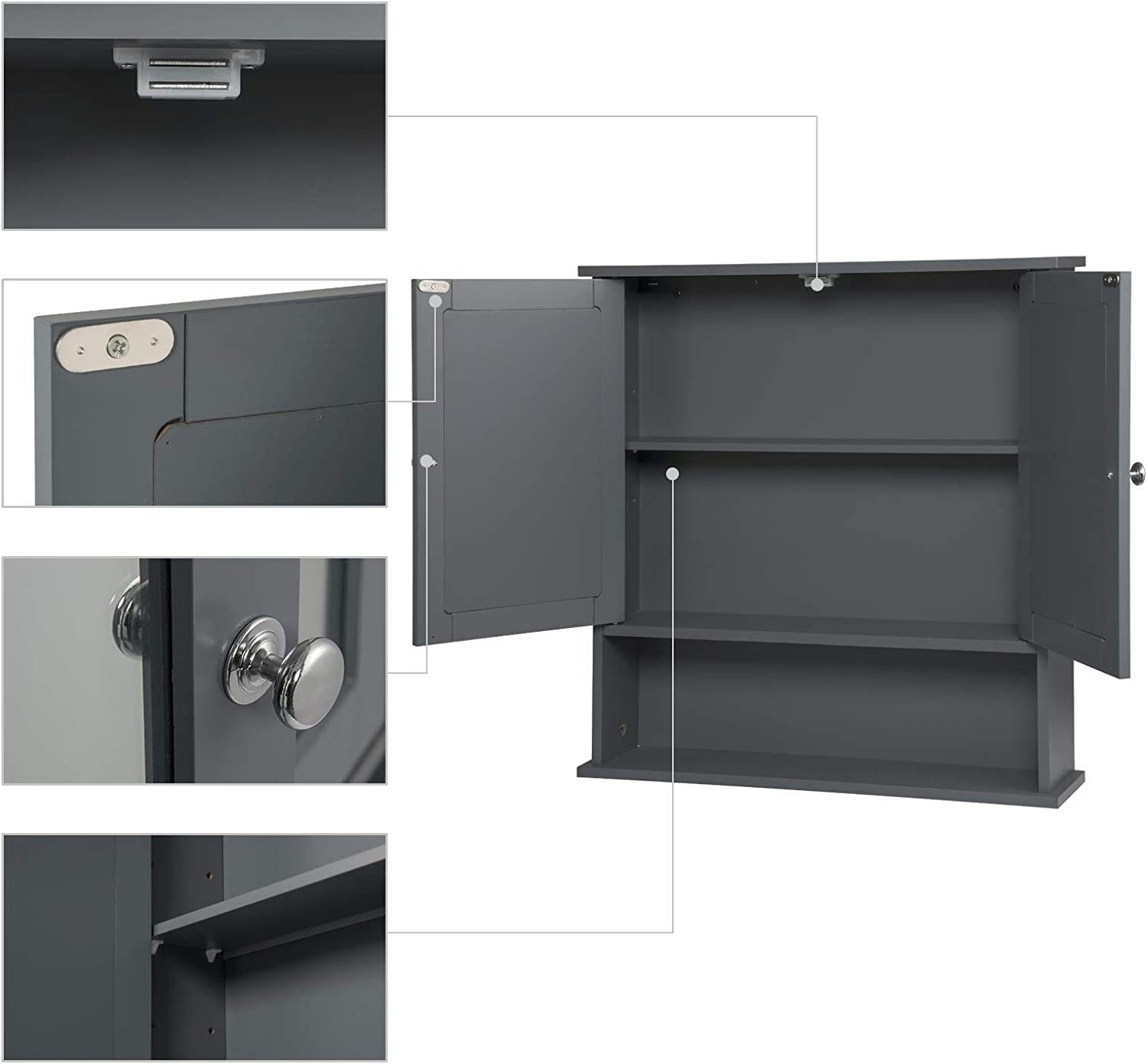EUGAD Spiegelschrank (1-St) Hängeschrank Badezimmerspiegel mit Tür aus Holz