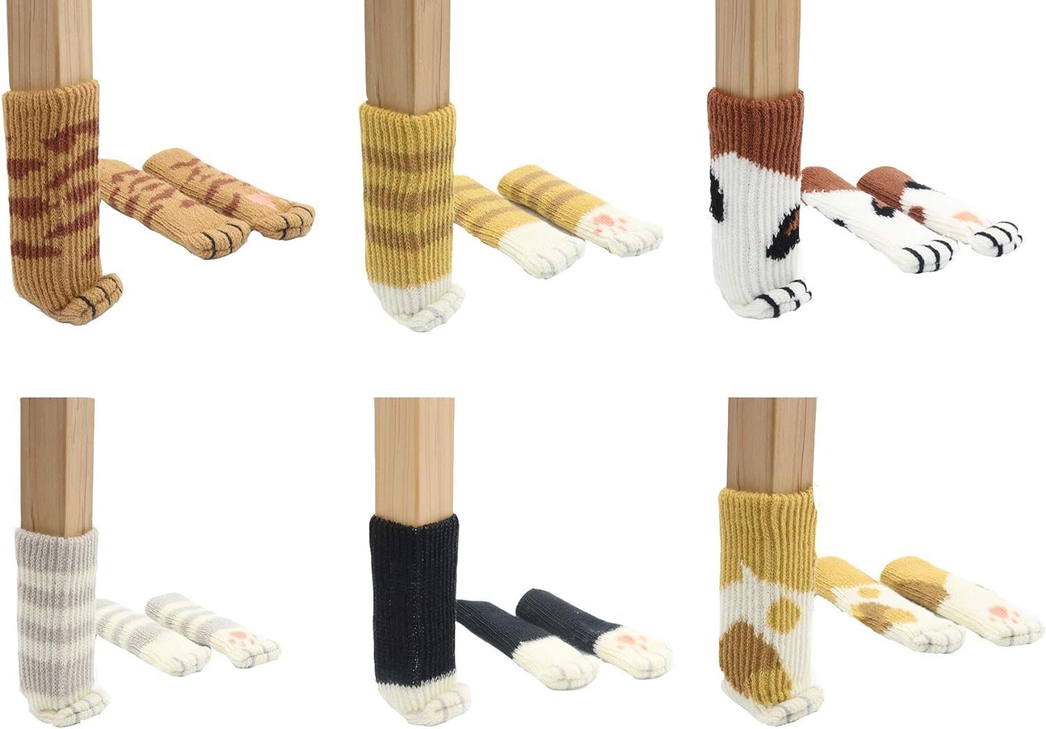 KINOMI Stuhlsocke 24 Socken für Stühle Möbel Zubehör Katzenpfoten, (Set, 24 St), Katzenpfoten Süß Anti-Rutsch Stuhlbeinsocke Bodenschutz (6 Sätze)