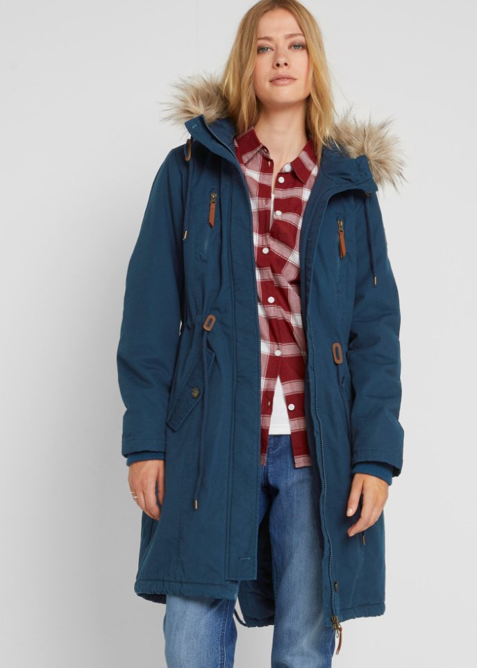 Winterparka mit Fellimitat-Kapuze