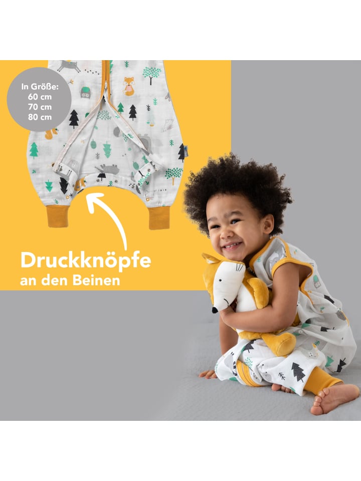 Schlummersack Musselin Schlafsack mit Füßen, 0.5 TOG in Orange günstig kaufen