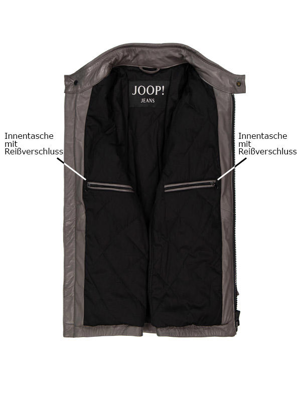 JOOP!, Lederjacke Lima, Lammnappa wattiert, anthrazit