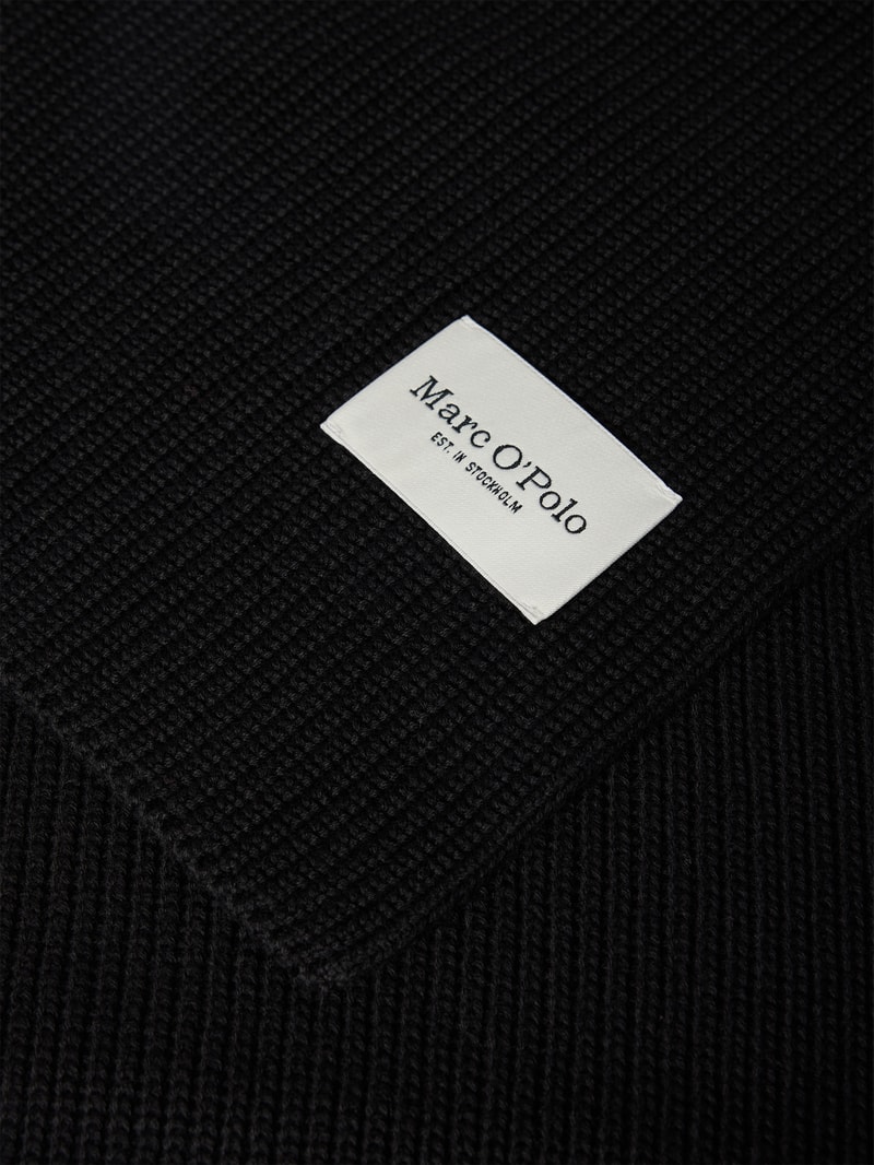 Set aus Schal und Mütze mit Label-Detail in schwarz