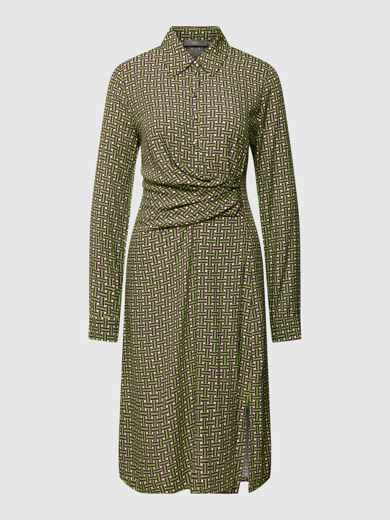 Midikleid aus Viskose mit Allover-Muster in grasgrün