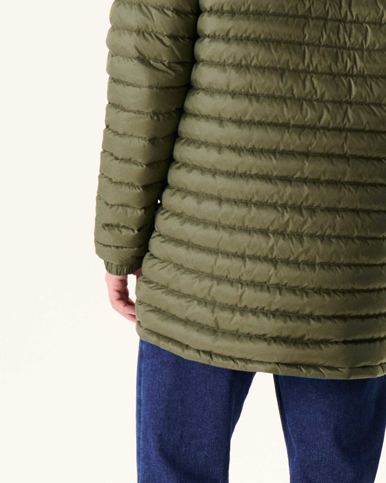 Doudoune longue réversible à capuche Bleu jeans/Army Amsterdam