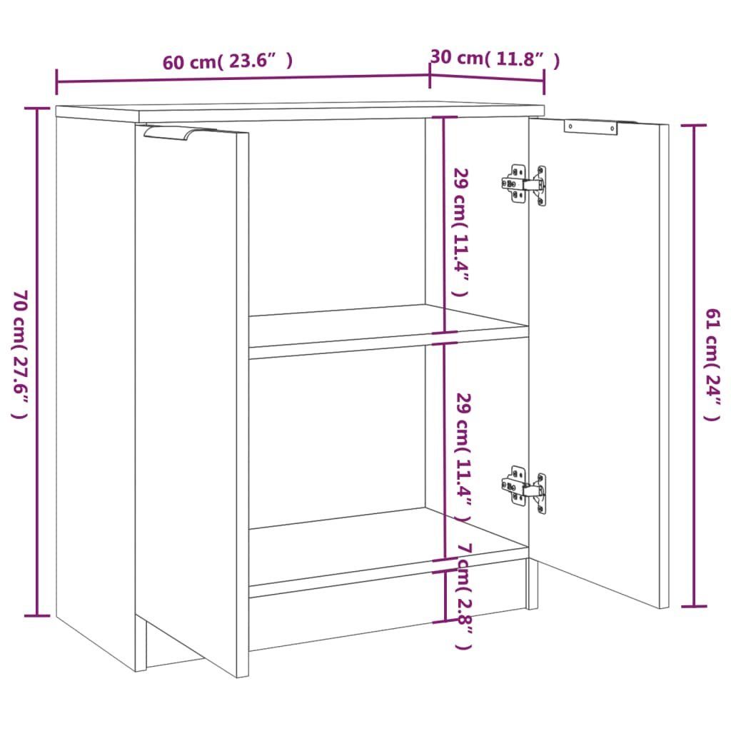 vidaXL Sideboard Sideboards 2 Stk. Weiß 60x30x70 cm Holzwerkstoff (2 St)