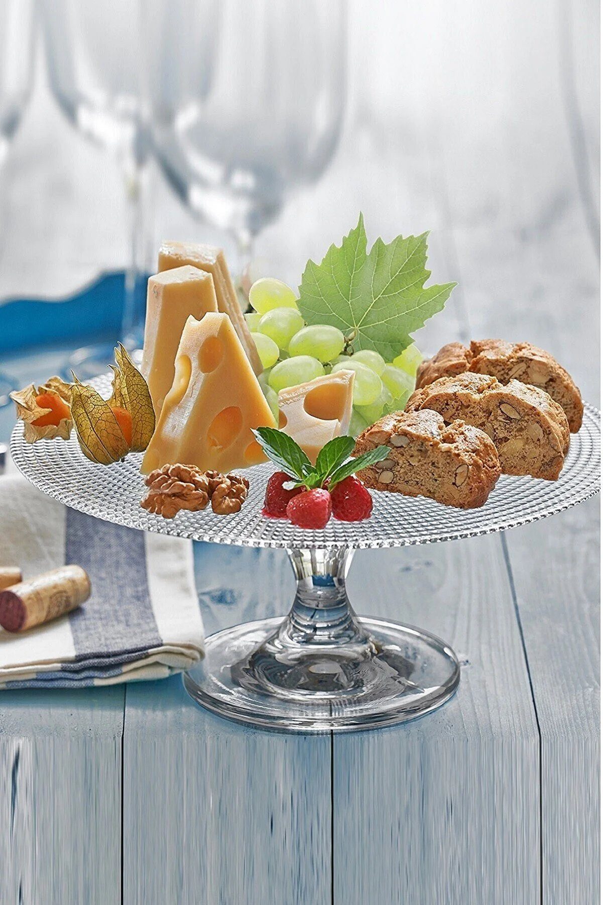Pasabahce Tortenplatte Patisserie mit Fuß, Kuchenplatte aus Glas transparent