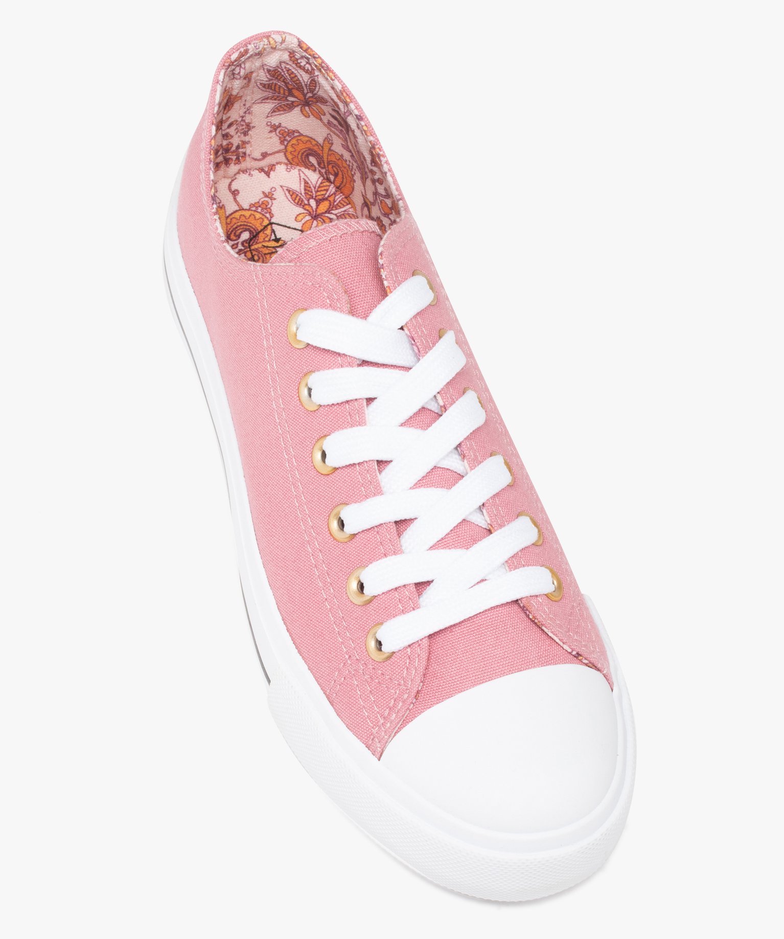Baskets femme en toile unie et bout renforcé rose | GEMO