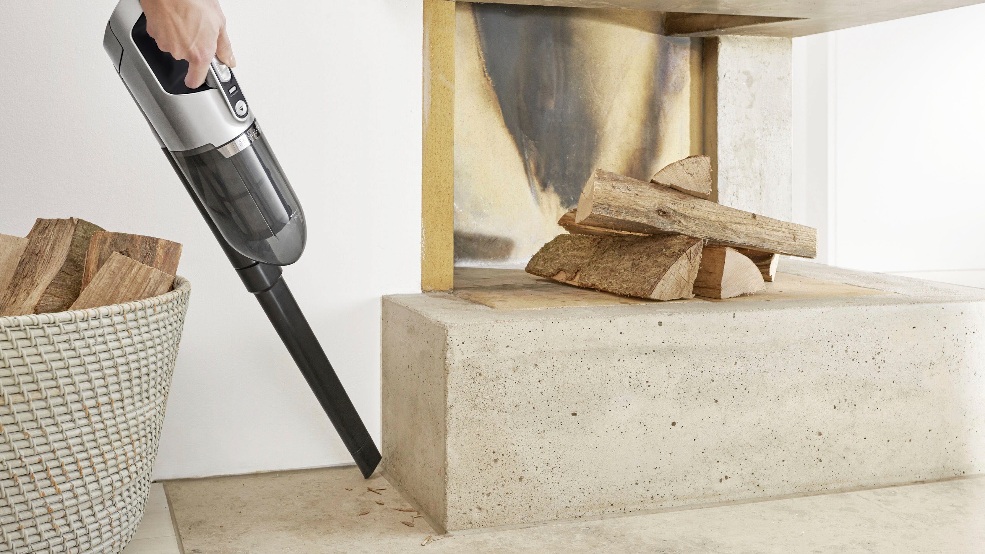 BOSCH Akku-Hand-und Stielstaubsauger Flexxo Serie 4 BBH3P2801, 28 V, Power Düse mit LED, beutellos, integriertes Zubehör, Schwarz