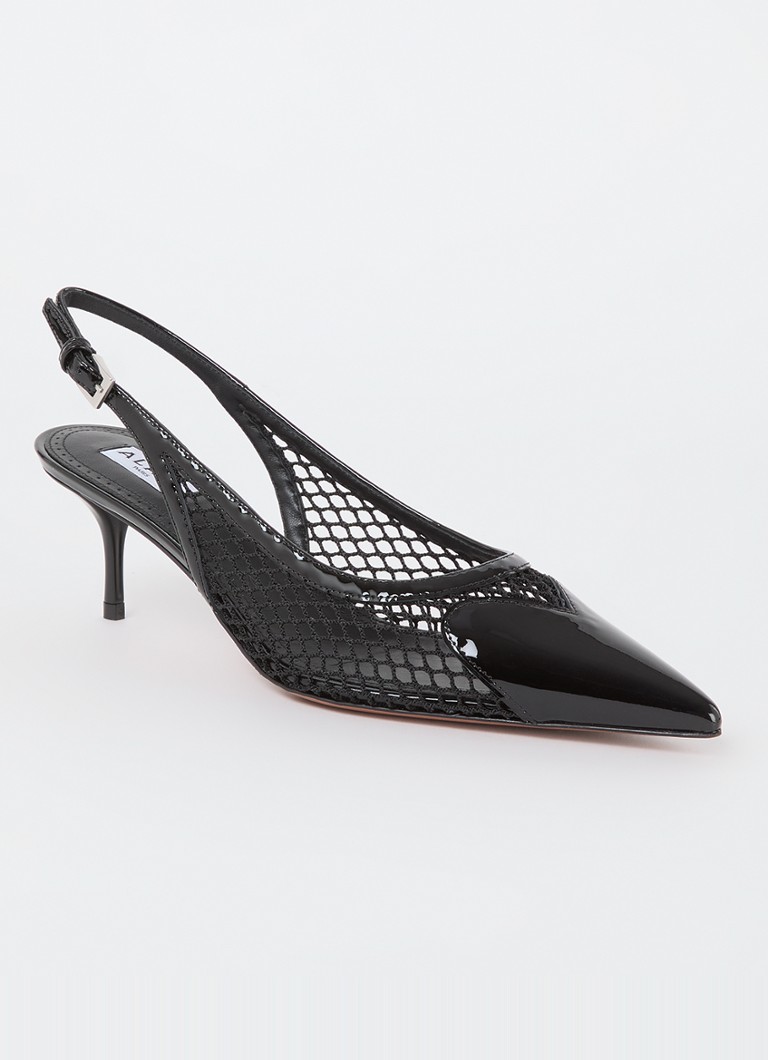 Pantofi cu toc tricotat Alaïa și detalii din piele de vițel