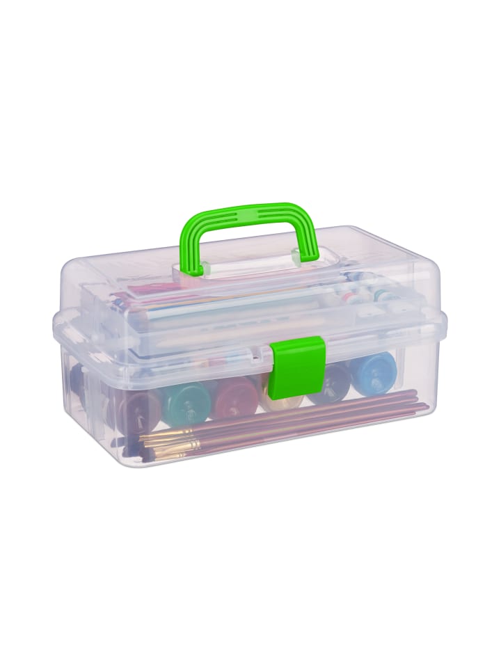 relaxdays Aufbewahrungsbox in Transparent/ Grün - (B)33 x (H)14 x (T)19,5 cm günstig kaufen onesize